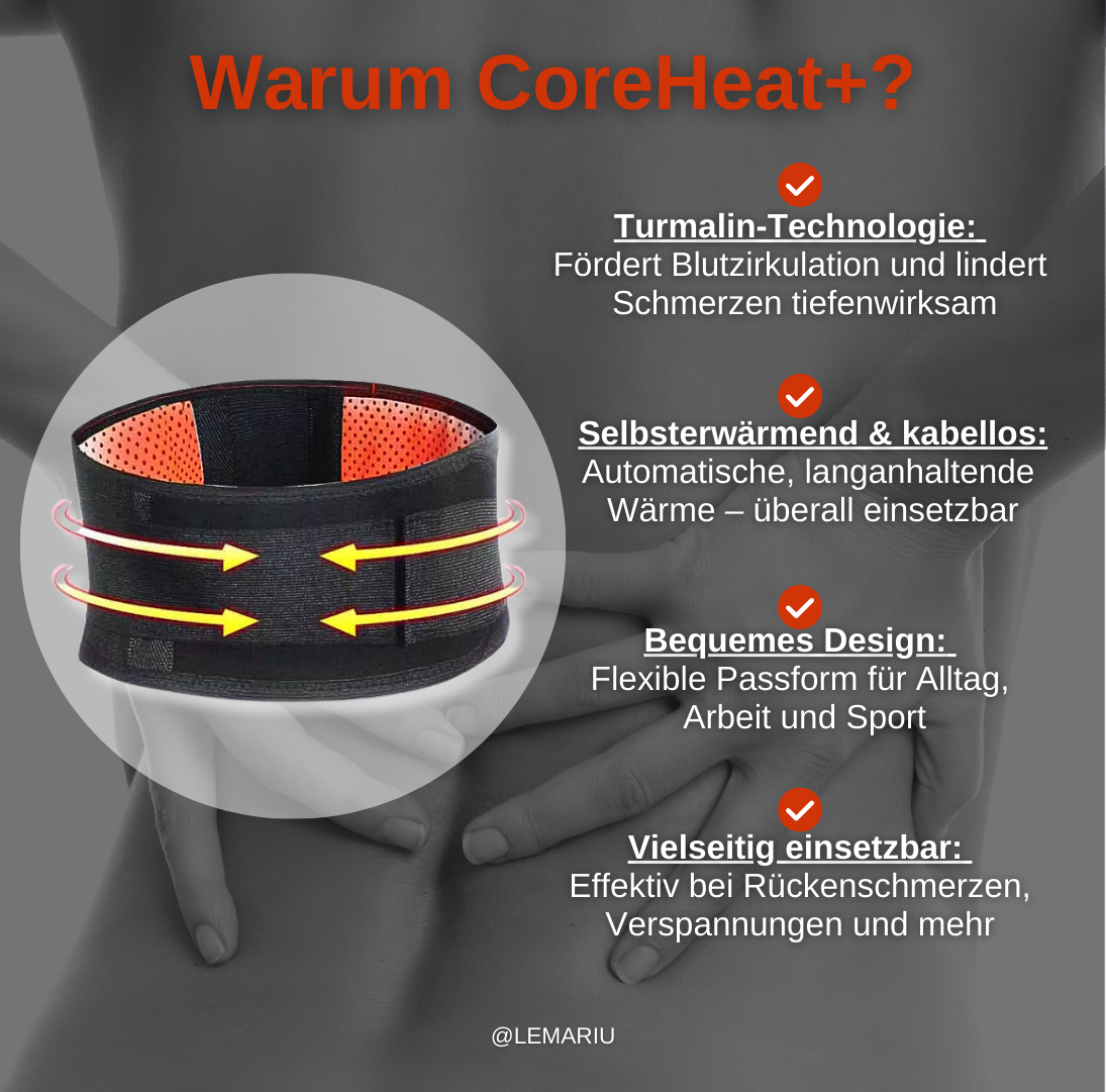 CoreHeat+ – Dein Schlüssel zu Schmerzlinderung und Wohlbefinden