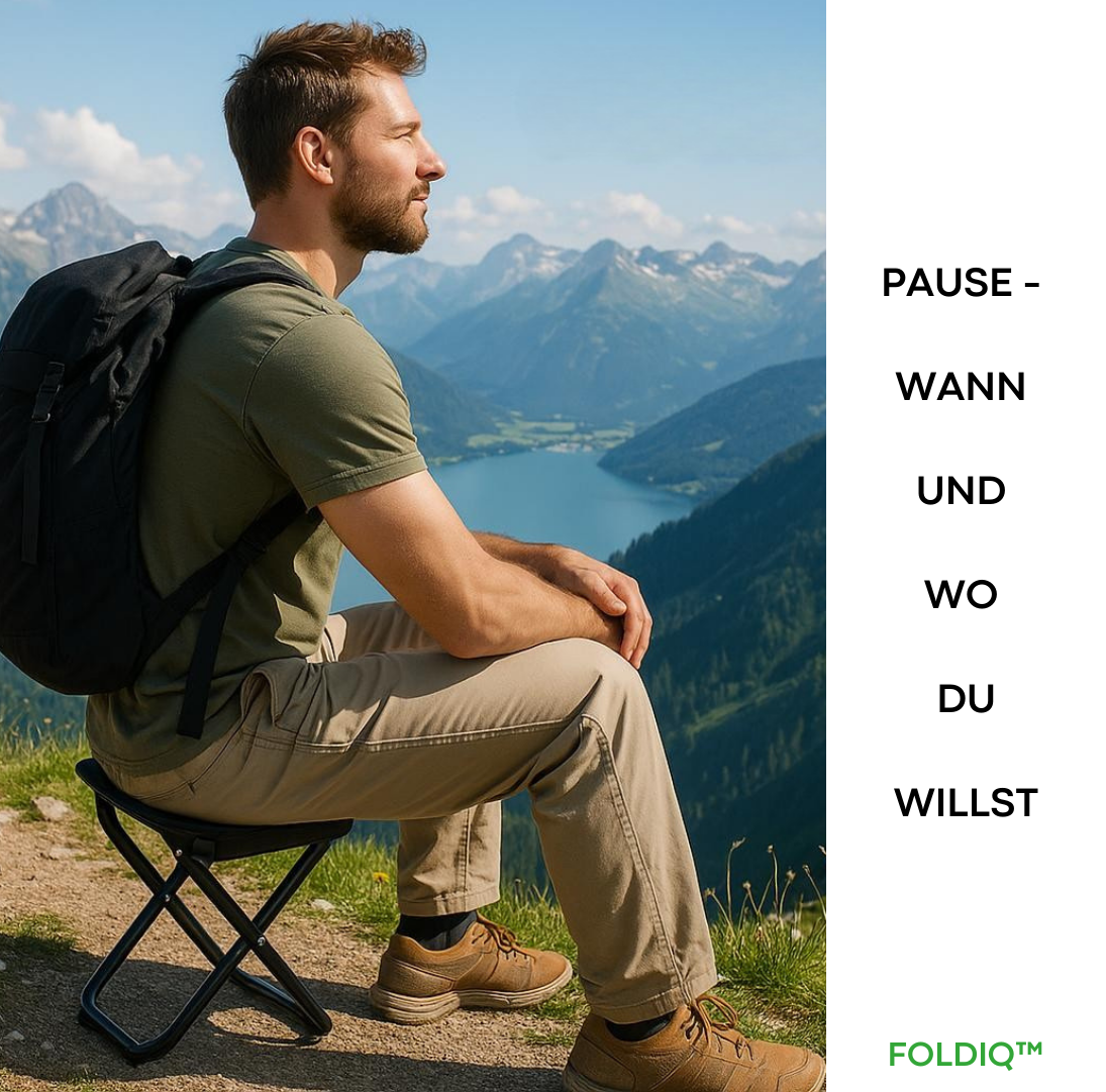 FOLDIQ™ – Der smarte Hocker zum Umhängen