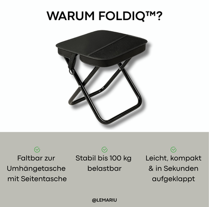 FOLDIQ™ – Der smarte Hocker zum Umhängen