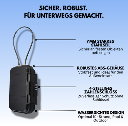 TripVault – Der mobile Safe mit Zahlenschloss für Strand, Sport & Outdoor